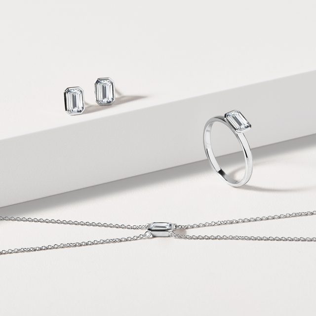 BRACELET CHAÎNE DOUBLE EN OR BLANC ET DIAMANT DE SYNTHÈSE - BRACELETS AVEC DIAMANTS - 