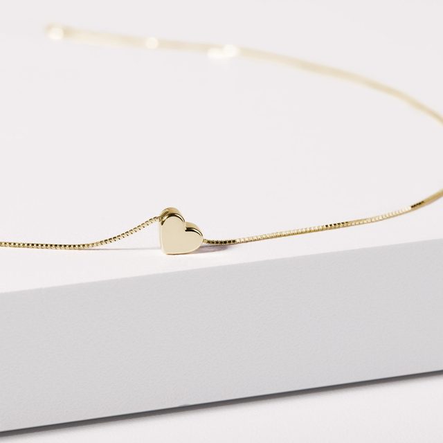 HEART-SHAPED PENDANT NECKLACE IN YELLOW GOLD - YELLOW GOLD NECKLACES - 