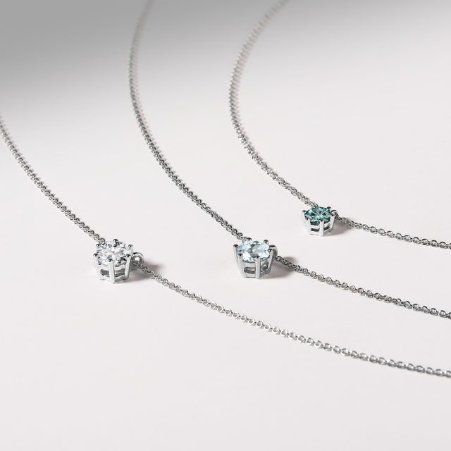 BLAUE DIAMANTHALSKETTE IN WEISSGOLD - KETTEN MIT DIAMANTEN - 