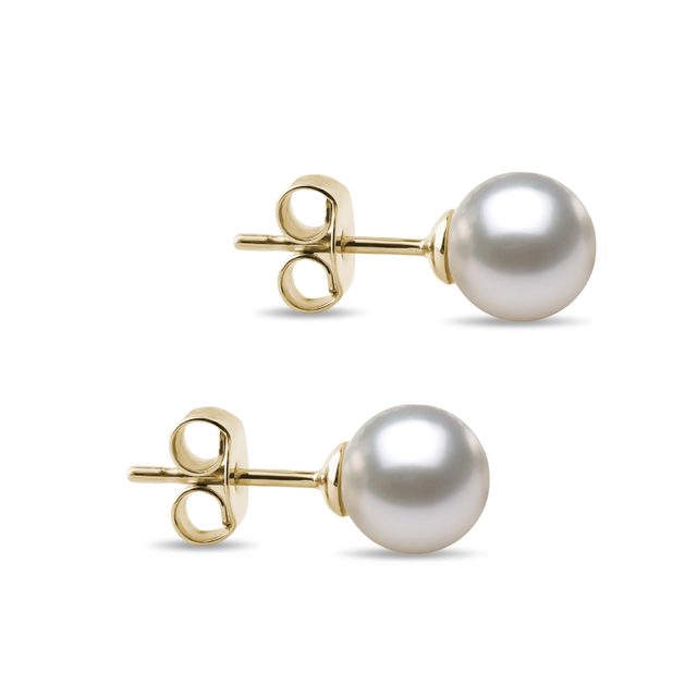 GOLD EARRINGS WITH AKOYA PEARLS - PEARL EARRINGS - 