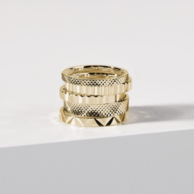 WOMEN'S YELLOW GOLD PATTERNED RING - YELLOW GOLD RINGS - 