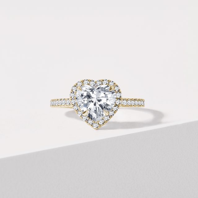 PRSTEŇ S DIAMANTOVÝM SRDCOM V 14K ZLATE - PRSTENE S LAB-GROWN DIAMANTMI - 