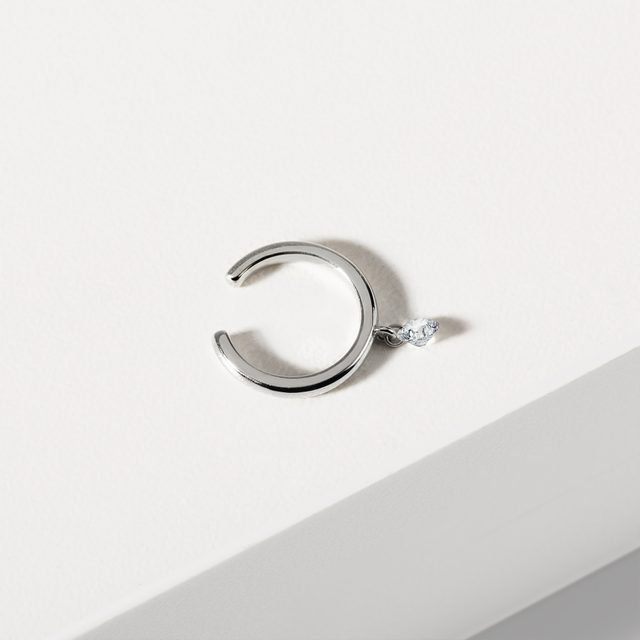 WHITE GOLD LAB GROWN DIAMOND SINGLE EAR CUFF - EAR CUFFS - 