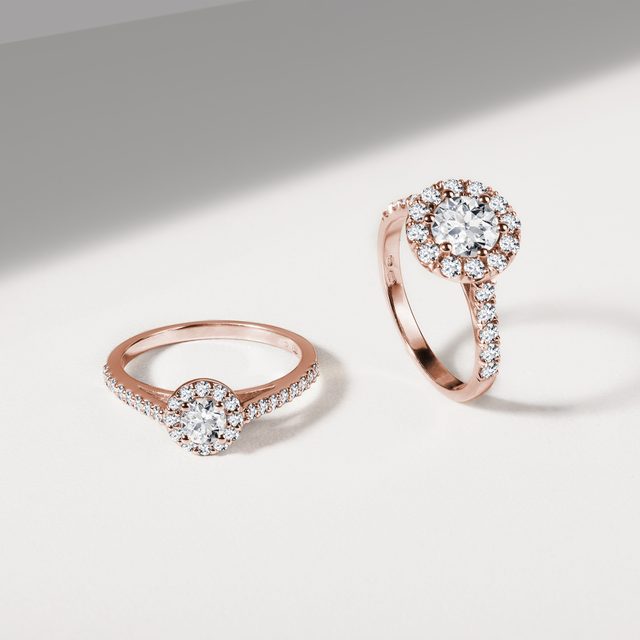 DIAMOND HALO RING IN 14K ROSE GOLD - RINGS WITH LAB-GROWN DIAMONDS - 