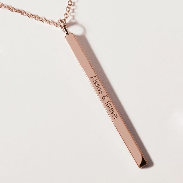 SMOOTH ROSE GOLD BAR NECKLACE - ROSE GOLD NECKLACES - 