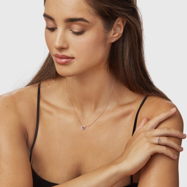 PRSTEN SRDCE S TURMALÍNEM A DIAMANTY V RŮŽOVÉM ZLATĚ - PRSTENY S TURMALÍNEM - 