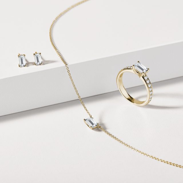 GELBGOLDENE OHRSTECKER MIT IM LABOR GEZÜCHTETEN DIAMANTEN - OHRSTECKER DIAMANT - 