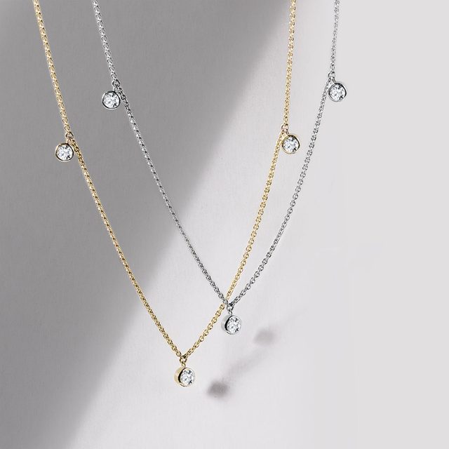 Bezeled Diamond Necklace in White Gold | KLENOTA