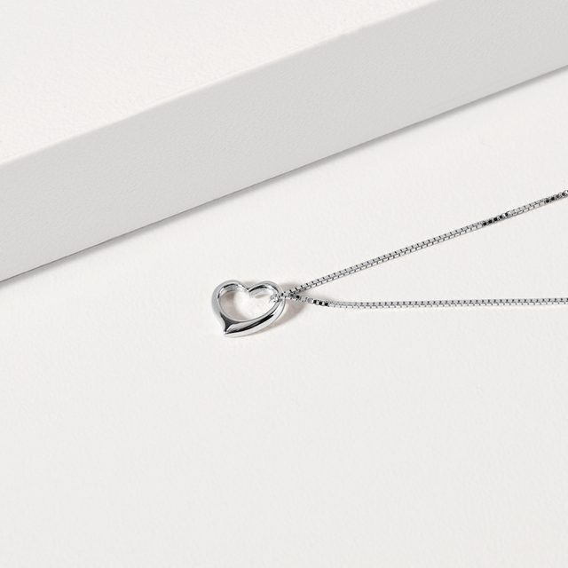 PENDENTIF CŒUR EN OR BLANC - PENDENTIFS - 