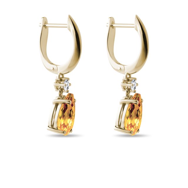 CITRIN OHRRINGE MIT DIAMANTEN - OHRRINGE CITRIN - 