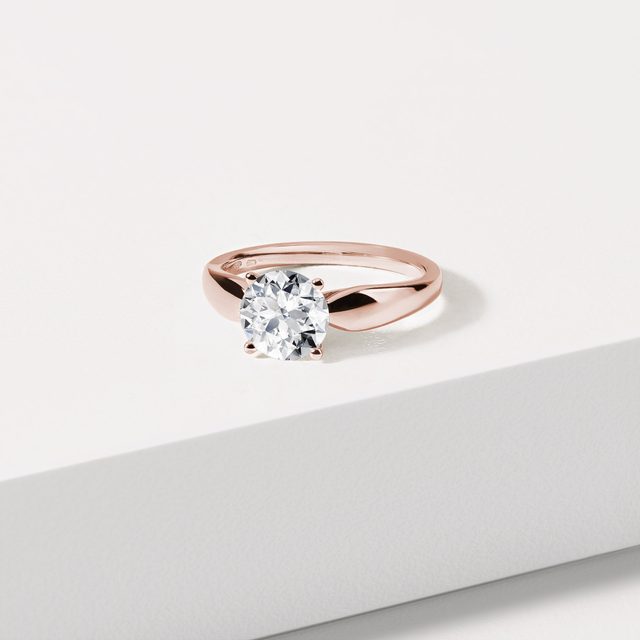 BAGUE DE FIANÇAILLES AVEC DIAMANT DE 1,50 CT EN OR ROSE - BAGUES AVEC DIAMANTS DE SYNTHÈSE - 
