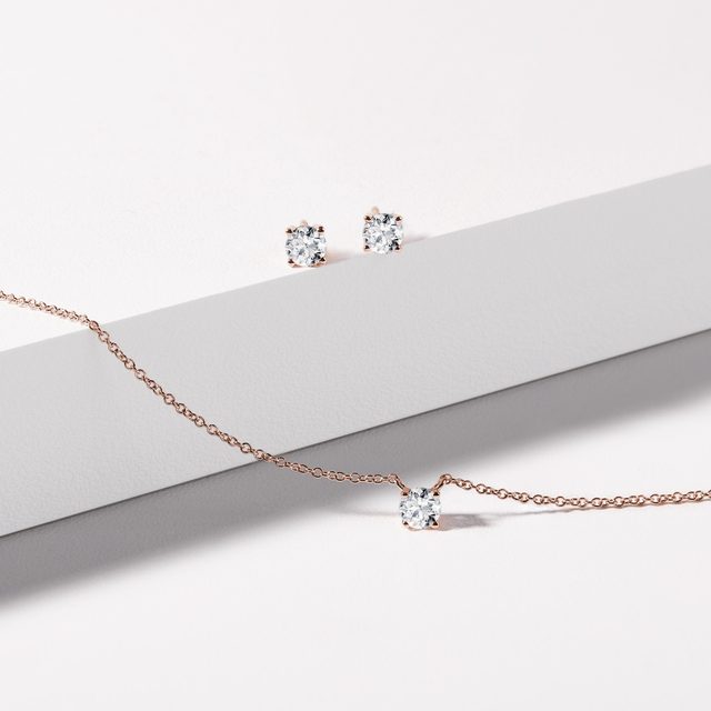 HALSKETTE AUS ROTGOLD MIT DIAMANT IM BRILLANTSCHLIFF - KETTEN MIT DIAMANTEN - 