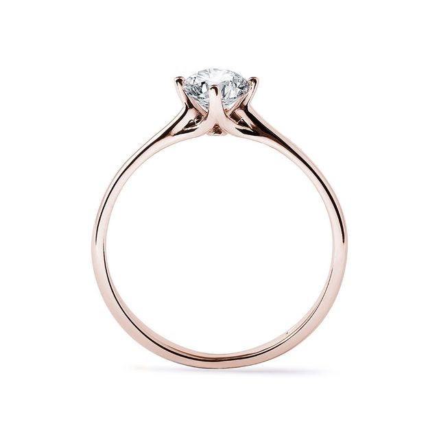 BAGUE D'OR ROSE SCULPTÉE AVEC DIAMANT - TAILLE BRILLANT - 
