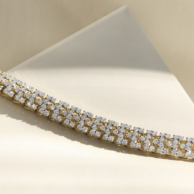 TENISOVÝ NÁRAMEK ZE ŽLUTÉHO 14K ZLATA S DIAMANTY - TENNIS BRACELETS - 