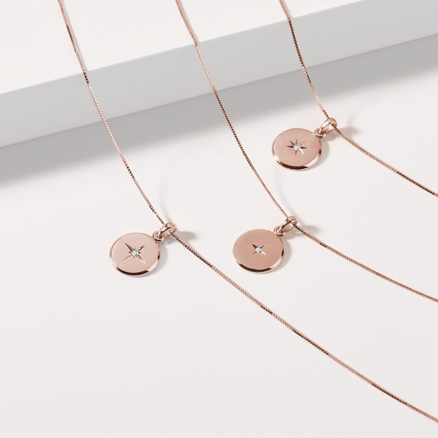 DIAMOND LOCKET PENDANT IN ROSE GOLD - DIAMOND NECKLACES - 