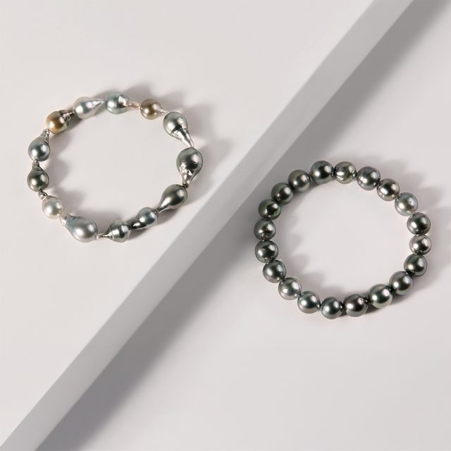 BRACELET DE PERLES BAROQUES DE TAHITI SUR ÉLASTIQUE - BRACELETS EN PERLES - 