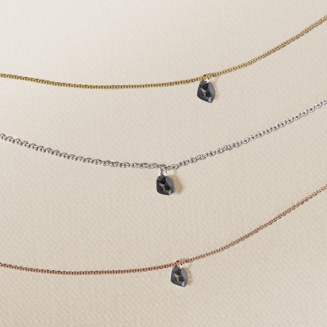 ZARTE HALSKETTE AUS ROSÉGOLD MIT SCHWARZEM DIAMANTEN - KETTEN MIT DIAMANTEN - 