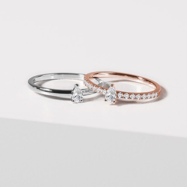 PEAR SHAPE DIAMOND WHITE GOLD RING - DIAMOND ENGAGEMENT RINGS - 