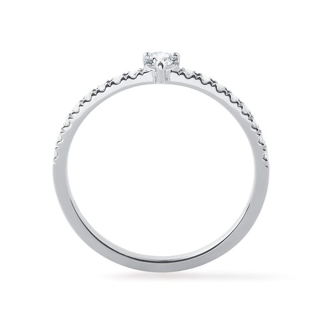 BAGUE D'OR BLANC AVEC DIAMANT CENTRAL TAILLE CŒUR - BAGUES DE FIANÇAILLES EN DIAMANT - 