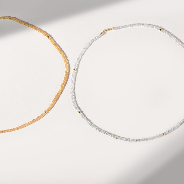 NÁHRDELNÍK ZE ŽLUTÉHO SAFÍRU VE ZLATĚ - MINERÁLNÍ NÁHRDELNÍKY - 