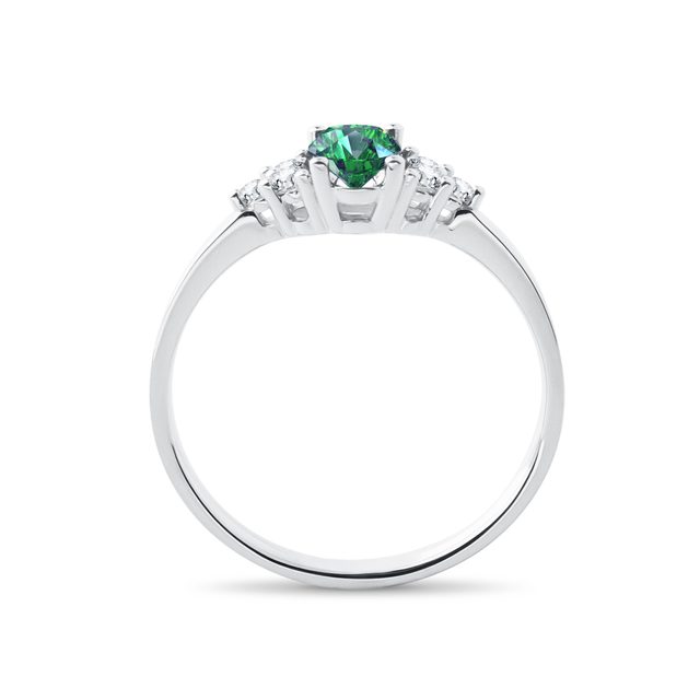 WHITE GOLD RING WITH EMERALD - EMERALD RINGS - 