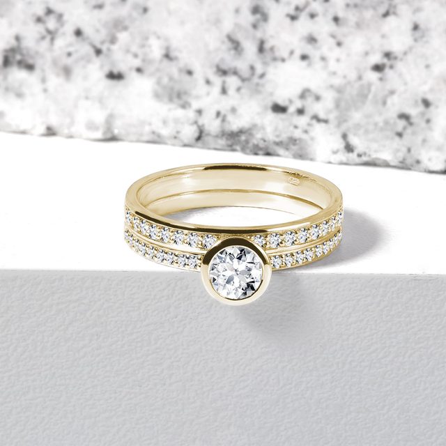 DIAMANT-VERLOBUNGSRING IN GELBGOLD - VERLOBUNGSRINGE DIAMANTEN - 