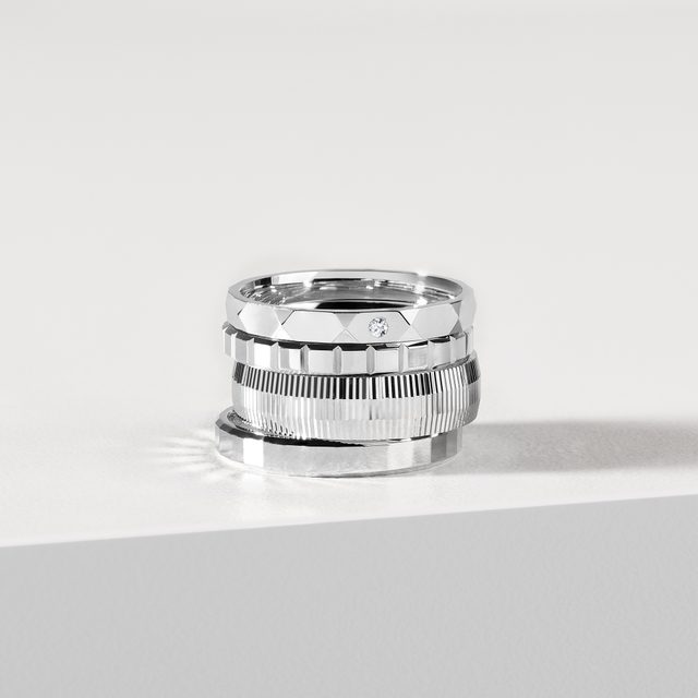 DÁMSKA SVADOBNÁ OBRÚČKA Z BIELEHO ZLATA S BRILIANTOM - PRSTENE DIAMANT - 