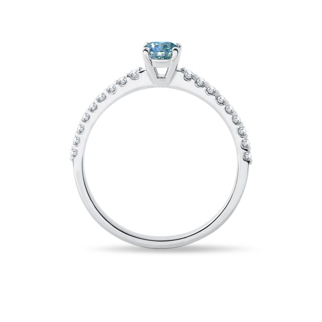 BLAUER DIAMANT VERLOBUNGSRING IN GOLD - VERLOBUNGSRINGE MIT FARBIGEN DIAMANTEN - 