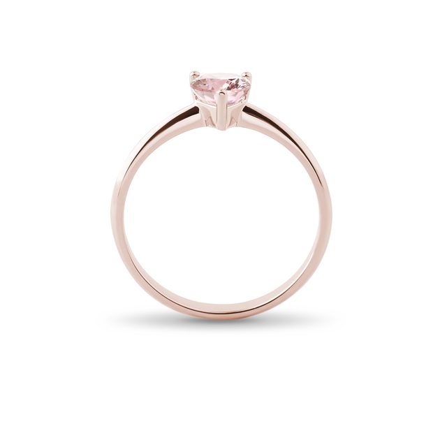 PRSTEN Z RŮŽOVÉHO ZLATA S MORGANITEM VE TVARU SRDCE - PRSTENY S MORGANITEM - 