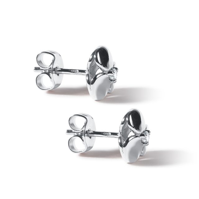 BOUCLES D'OREILLES TRÈFLES EN OR BLANC AVEC DIAMANTS - PUCES D'OREILLES EN DIAMANT - 