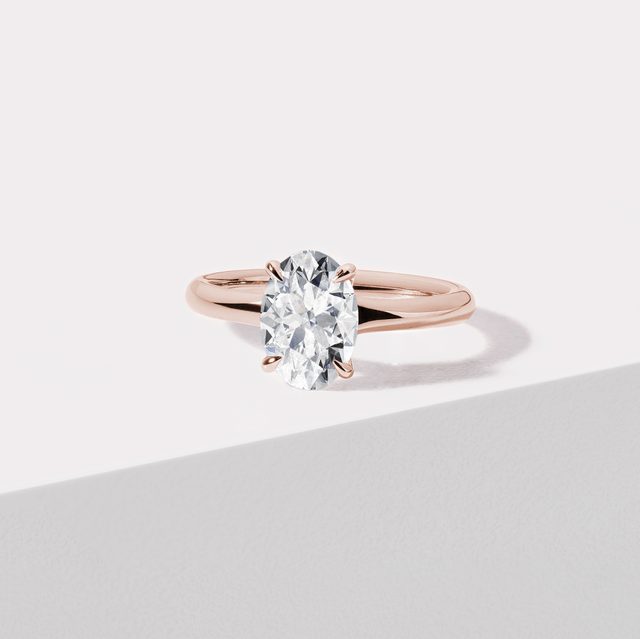 ROSE GOLD 1.5 CARAT OVAL DIAMOND RING - RINGS WITH LAB-GROWN DIAMONDS - 