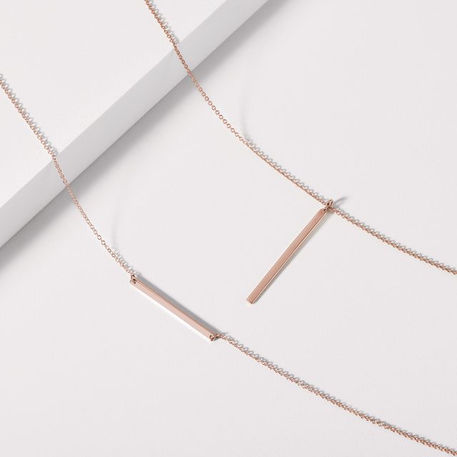 SMOOTH ROSE GOLD BAR NECKLACE - ROSE GOLD NECKLACES - 