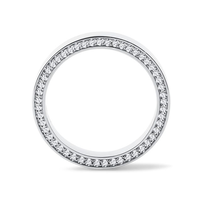 SVADOBNÁ OBRÚČKA Z BIELEHO ZLATA S POSTRANNÝMI DIAMANTMI - SVADOBNÉ OBRÚČKY DÁMSKE - 