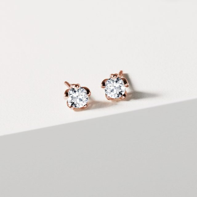 DIAMANT-BLUMEN-OHRSTECKER AUS ROSÉGOLD - OHRSTECKER DIAMANT - 