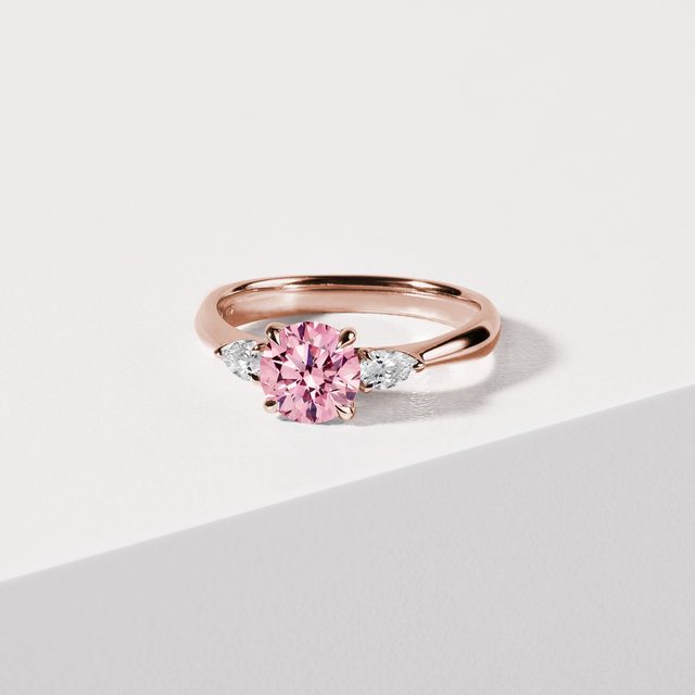 PINK LAB GROWN DIAMOND RING IN ROSE GOLD - RINGS WITH LAB-GROWN DIAMONDS - 