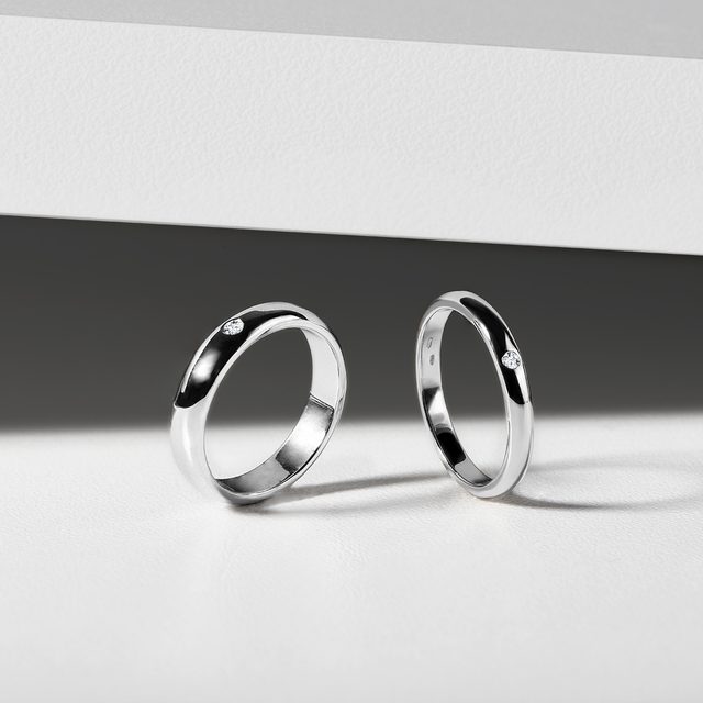 FINE WEDDING RING OF WHITE GOLD WITH DIAMOND - WOMEN'S WEDDING RINGS - 