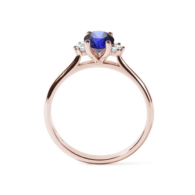 VERLOBUNGSRING MIT SAPHIREN UND DIAMANTEN IN ROSÉGOLD - SAPHIRVERLOBUNGSRINGE - 
