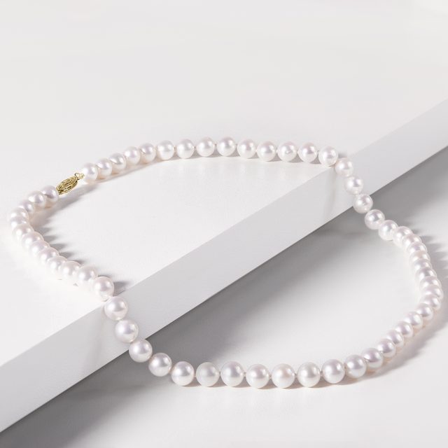 FRESHWATER PEARL NECKLACE WITH A GOLD CLASP - PEARL NECKLACES - 