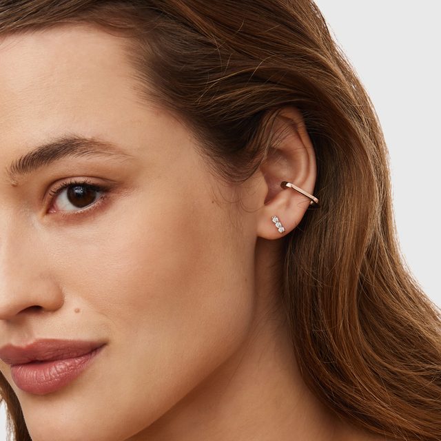 ROSE GOLD DIAMOND BAR EARRINGS - DIAMOND EARRINGS - 