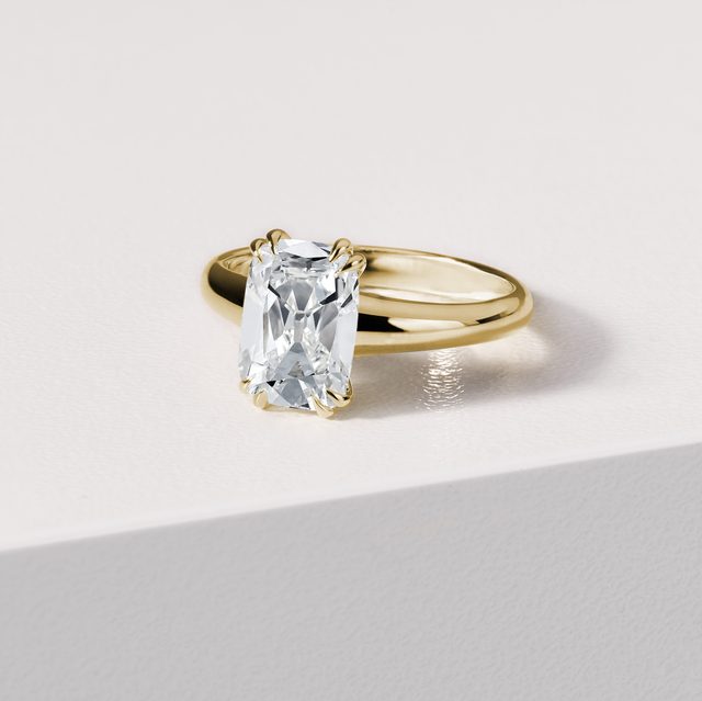 RING MIT 2 CT LABORDIAMANT IM OLD MINE SCHLIFF IN GELBGOLD - RINGE MIT LAB GROWN DIAMANTEN - 