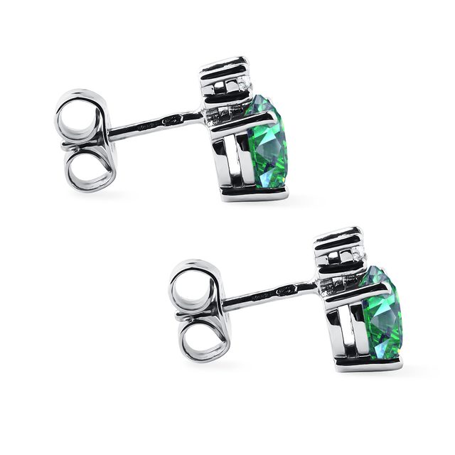 BOUCLES D'OREILLES D'OR BLANC AVEC ÉMERAUDE ET DIAMANTS - BOUCLES D'OREILLES EN ÉMERAUDE - 