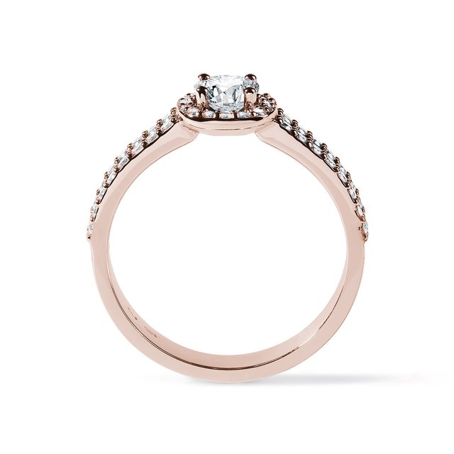 BAGUE DELUXE EN OR ROSE 14 CT AVEC DIAMANTS - BAGUES DE FIANÇAILLES EN DIAMANT - 