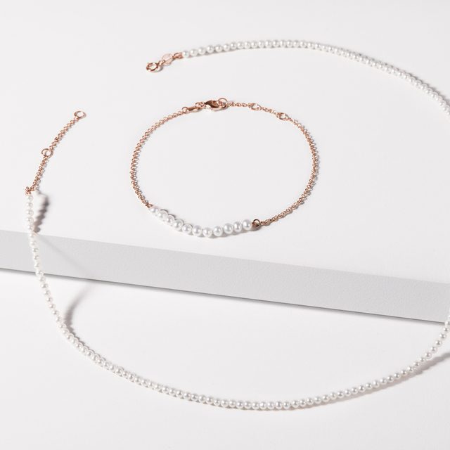 HALSKETTE MIT KLEINEN PERLEN AUS 14K ROSÉGOLD - PERLEN KETTEN - 