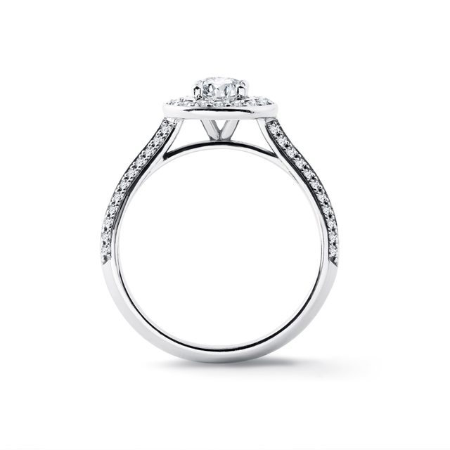 DIAMANTOVÝ PRSTEŇ S PAVÉ OSADENÍM V BIELOM ZLATE - DIAMANTOVÉ ZÁSNUBNÉ PRSTENE - 