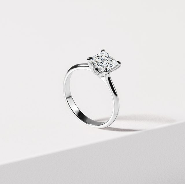 BAGUE EN OR BLANC ET DIAMANT DE SYNTHÈSE PRINCESSE - BAGUES AVEC DIAMANTS DE SYNTHÈSE - 