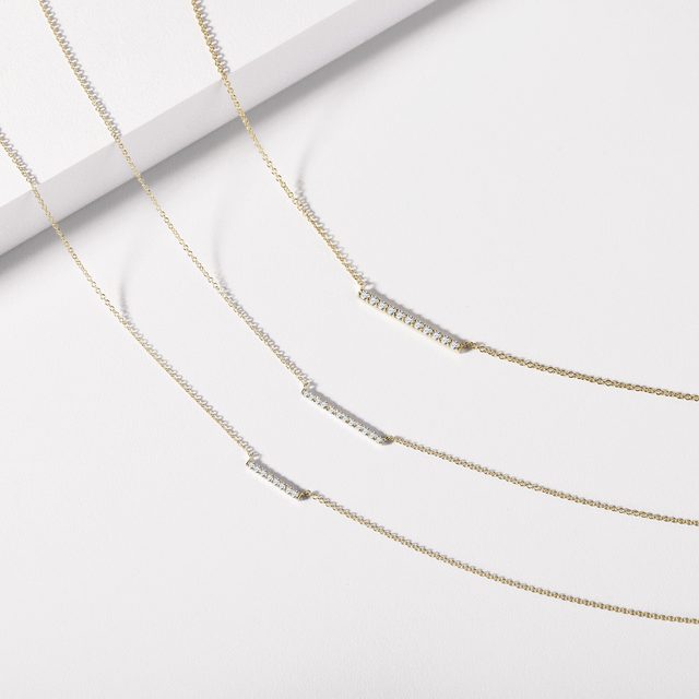 COLLIER EN OR AVEC BARRETTE DE DIAMANTS - COLLIERS AVEC DIAMANTS - 