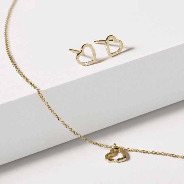 HERZOHRRINGE MIT DIAMANT - OHRSTECKER DIAMANT - 