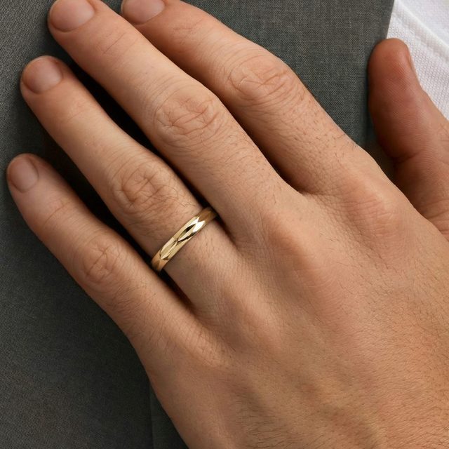 ORYGINALNY KOMPLET ŚLUBNY Z ŻÓŁTEGO ZŁOTA Z GRAWERUNKIEM - ZESTAWY OBRĄCZEK Z ŻÓŁTEGO ZŁOTA - 