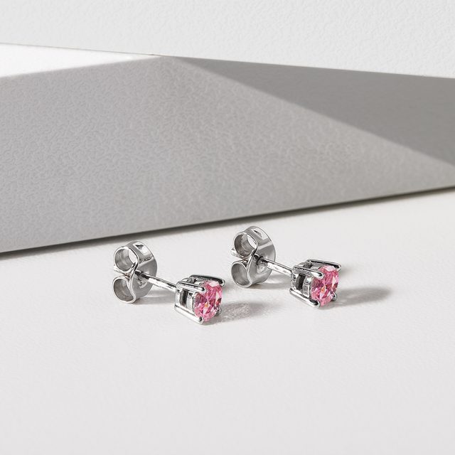 SAPPHIRE EARRINGS IN 14KT WHITE GOLD - SAPPHIRE EARRINGS - 