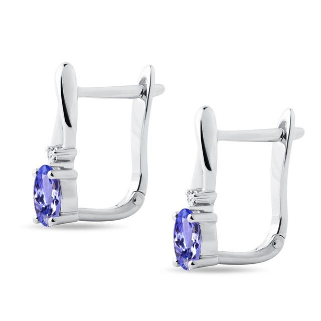 BOUCLES D'OREILLES EN OR BLANC AVEC TANZANITES ET DIAMANTS - BOUCLES D’OREILLES EN TANZANITE - 